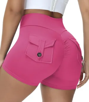 Scrunch Biker Shorts with Pockets for Woman High Waist Gym Workout Shorts Yoga Running Shorts