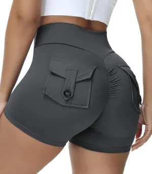 Scrunch Biker Shorts with Pockets for Woman High Waist Gym Workout Shorts Yoga Running Shorts