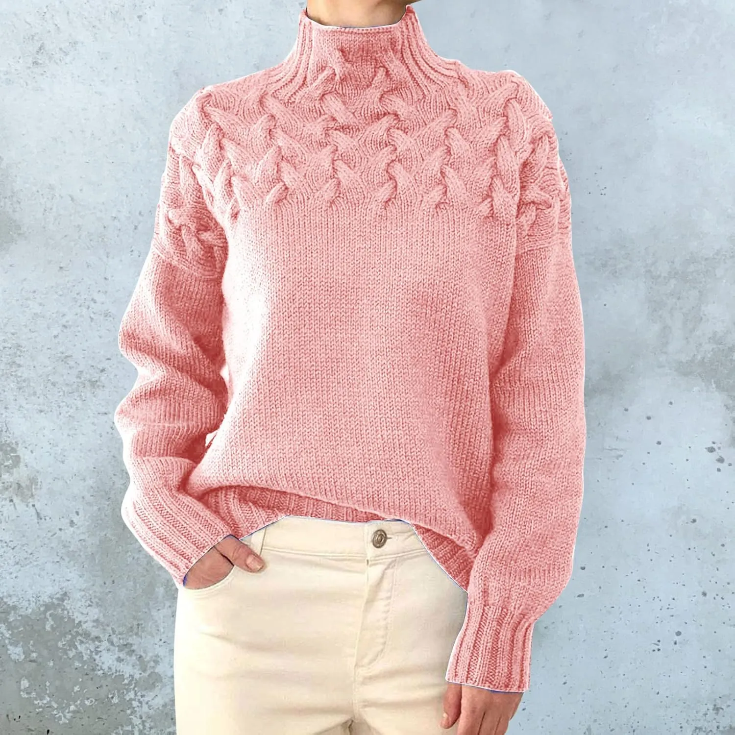SHAOBGE Womens Sweaters Fuzzy Pullover Women Striped Womens Sweater Womens Striped Turtlenecksweater