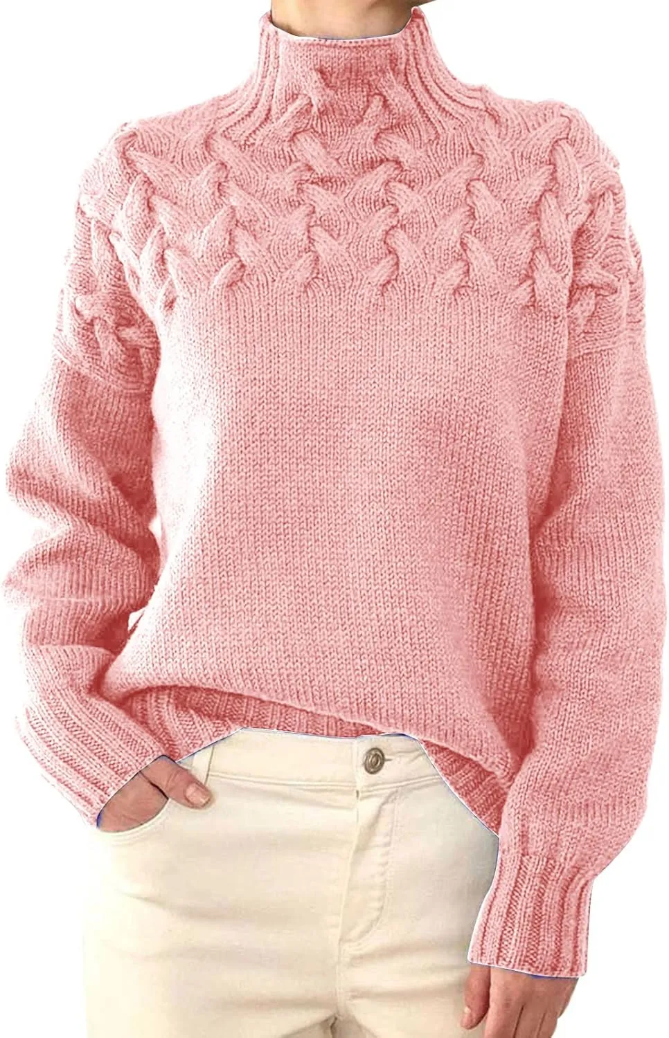 SHAOBGE Womens Sweaters Fuzzy Pullover Women Striped Womens Sweater Womens Striped Turtlenecksweater