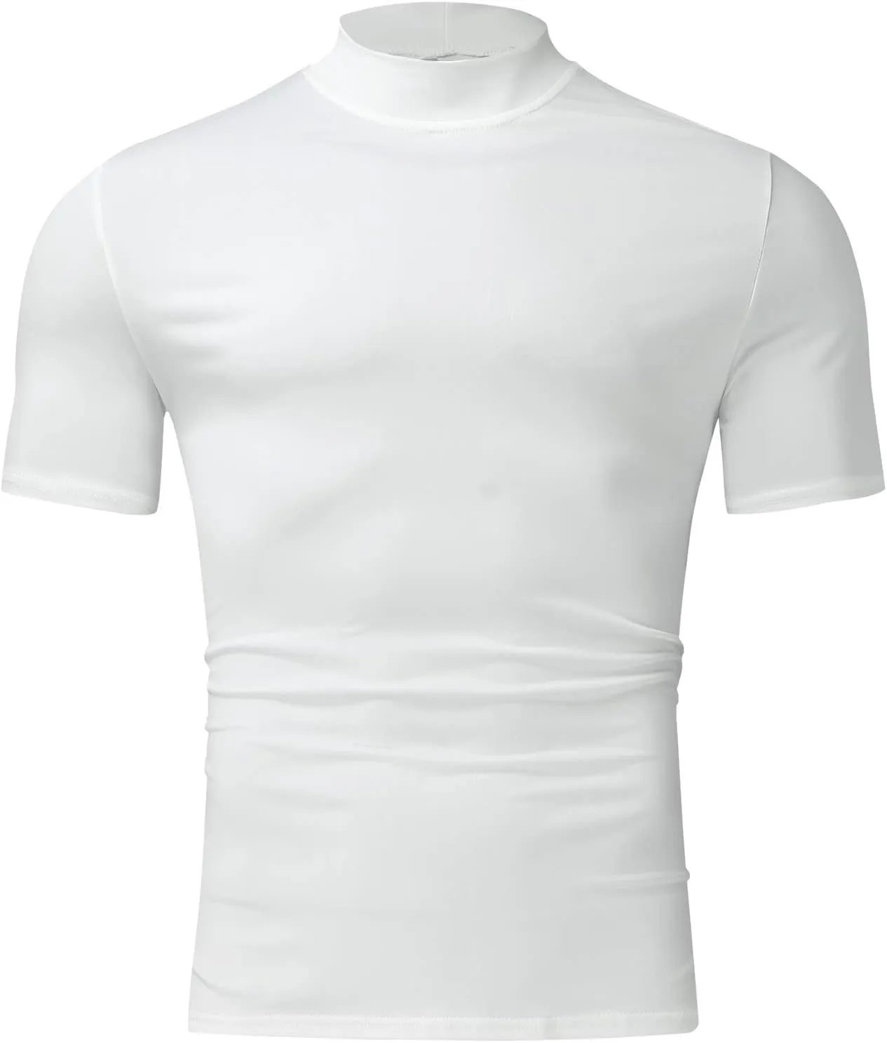 Short Sleeve Turtleneck Men Fall Thermal High Collar Pullover Solid Tops Casual Turtleneck Mock Neck Slim T Shirt