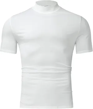 Short Sleeve Turtleneck Men Fall Thermal High Collar Pullover Solid Tops Casual Turtleneck Mock Neck Slim T Shirt
