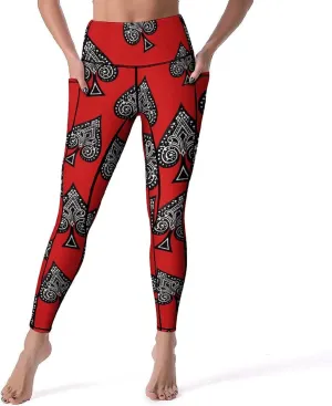 Spades Cards Women's Yoga Pants Leggings with Pockets High Waist Compression Workout Pants