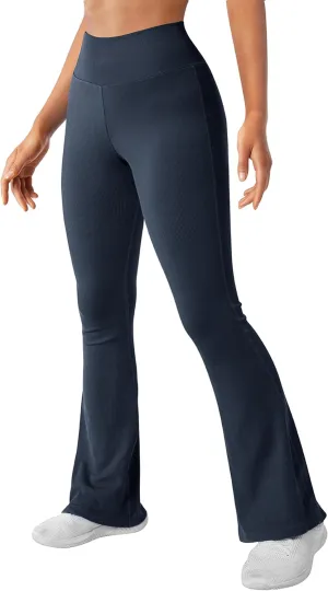 SUUKSESS Women Ribbed Seamless Flare Leggings Bootcut High Waist Yoga Pants