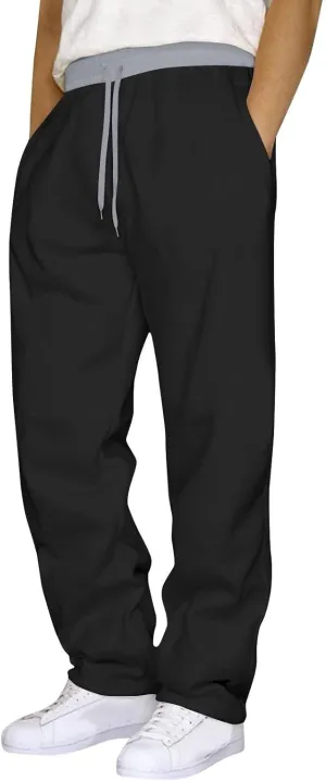 Sweat Pants for Men Fleece Lined Drawstring Waist Sweatpants Baggy Casual Workout Lounge Pants with Pockets
