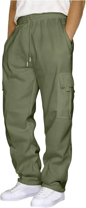 Sweatpants for Men Pants Casual Jogging Sports Elastic with Pockets Men's Men's Pants Heavyweight Fleece Cargo
