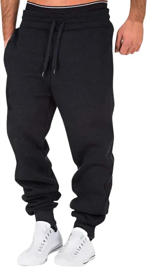 Sweatpants for Men with Pockets Pockets Men's Cargo Sweatpants Open Bottom Straight Leg Casual Fit Baggy Jogger Pants