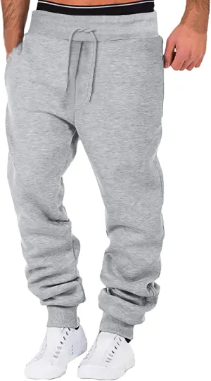 Sweatpants for Men with Pockets Trousers Work Wear Combat Fitness Drawstring Pockets Rope Loose Sweatpant Cargo Pants