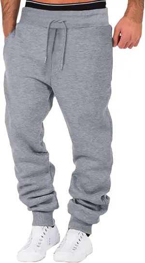 Sweatpants for Men with Pockets Trousers Work Wear Combat Fitness Drawstring Pockets Rope Loose Sweatpant Cargo Pants