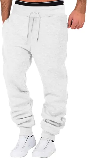 Sweatpants for Men with Pockets Trousers Work Wear Combat Fitness Drawstring Pockets Rope Loose Sweatpant Cargo Pants