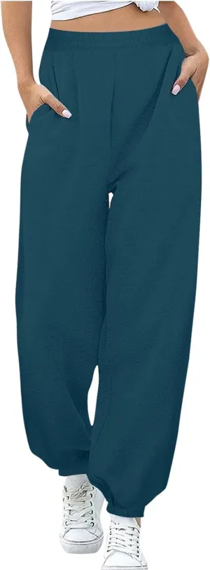 TANGNADE Womens Baggy Sweatpants Trendy Casual Joggers with Pockets Elastic Ankle Pants Lounge Winter Clothes Outfits