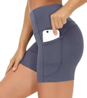 THE GYM PEOPLE Women's High Waist Workout Shorts Breathable Dolphin Split Elastic Lounge Yoga Shorts