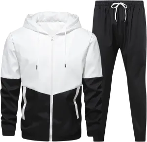 Tracksuit Men 2 Piece Set Full Zip Hoodie & Jogger Sweatpants Set Fashion Athletic Sweat Suits with Pockets