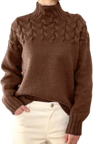 Turtleneck Long Sleeve Shirts Long Sleeve Knitted Pullover Fall Winter Trendy Basic Jumper Tops Crop Sweaters Fall