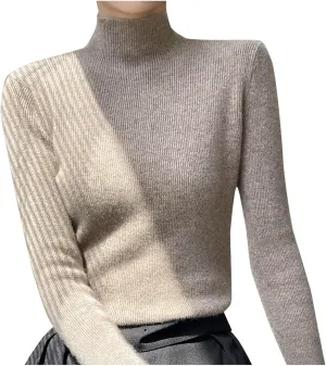 Turtleneck Sweaters for Women 2024 Solid Casual Sweater Long Sleeve Dressy Tops Slim Fitting Sweaters Blouse