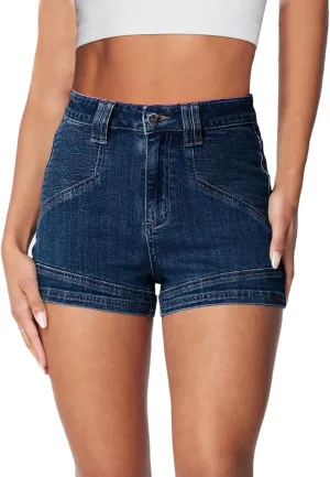 Uincloset Women's Summer Stretchy High Waist Denim Shorts Lightweiht Pocketed Jeans Shorts Streetwear Hot Shorts