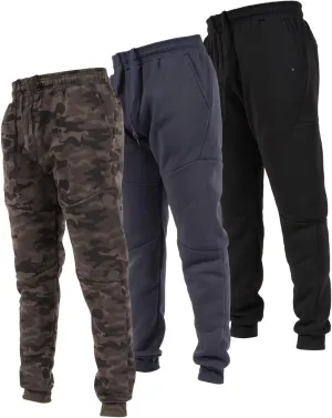Ultra Performance 3 Pack Fleece Active Tech Joggers for Men, Mens Sweatpants with Zipper Pockets