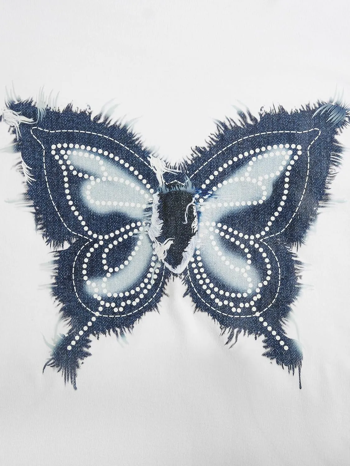Verdusa Women's Y2K Butterfly Print Crop Tops Crew Neck Short Sleeve Fitted T Shirt