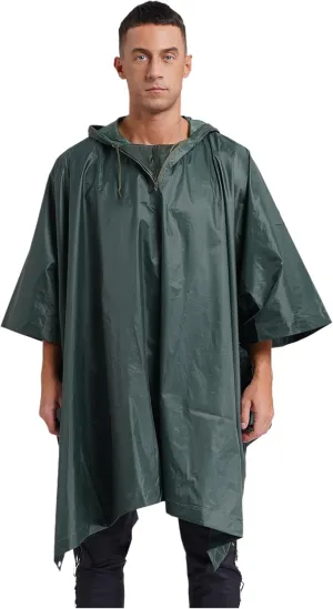 Vxuxlje Camouflage Rain Poncho Hooded Waterproof Raincoats Jackets Outdoor Hiking Rain Cape