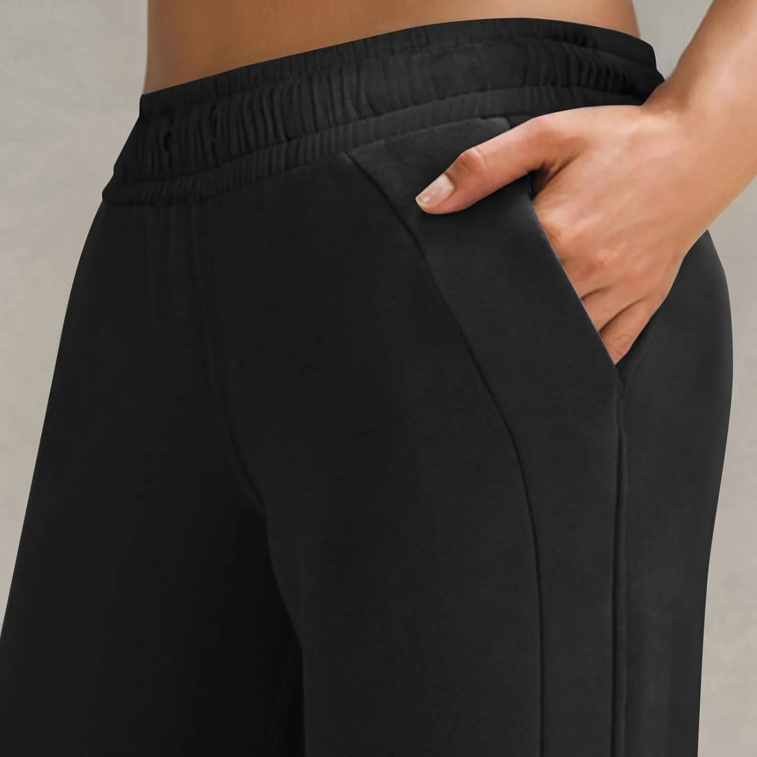 Wide Leg Sweatpants Women Baggy Elastic Drawstring High Waisted Lounge Pants Fleece Trouser Style Yoga Pants w/Pockets