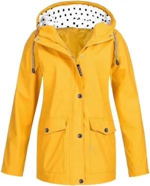 Wkishenl Lightweight Rain Coat for Women with Hood Plus Size Lightweight Rain Jacket Waterproof Outdoor Hiking Raincoat