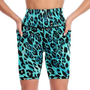 Women Biker Yoga Shorts High Waist Knee Length Workout Shorts with Pockets Soft