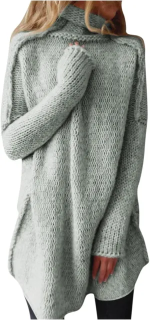 Women Oversized Turtleneck Long Batwing Sleeve Pullover Ribbed Knit Tunic Sweater Outfits 2024 Fall Trendy Clothes