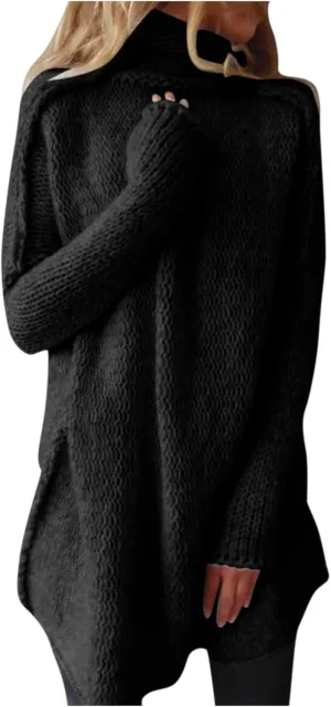 Women Oversized Turtleneck Long Batwing Sleeve Pullover Ribbed Knit Tunic Sweater Outfits 2024 Fall Trendy Clothes