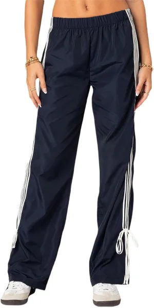 Women 's Parachute Pants Elastic Waist Baggy Wide Leg Track Pants 80s Y2K Side Bow Tie Cargo Pants Jogger Sweatpants