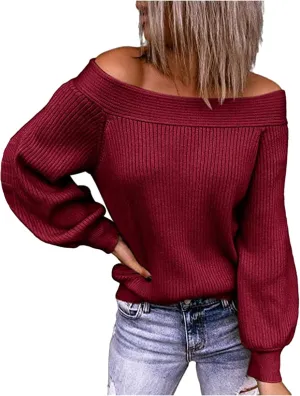 Womens 2024 Cute Lightweight Pullover Sweaters Tops Comfy Off The Shoulder Cable Knit Beach Boho Clothes