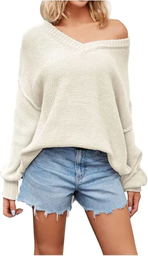 Womens 2024 Cute Lightweight Pullover Sweaters Tops Comfy Off The Shoulder Cable Knit Beach Boho Clothes