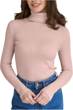 Women's 2024 Fall Long Sleeve Turtleneck T Shirt Ribbed Knit Sweater Slim Fit Basic Casual Fitted Basic Tee Tops
