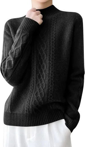 Women's 2024 Fall Mock Neck Long Sleeve Y2k Sweater Ribbed Knit Oversized Drop Shoulder Pullover Top Plus Size