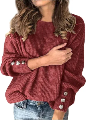 Womens 2024 Winter Pullover Sweater Casual Long Sleeve Crewneck Y2K Sweaters Loose Chunky Knit Jumper Tops Blouse