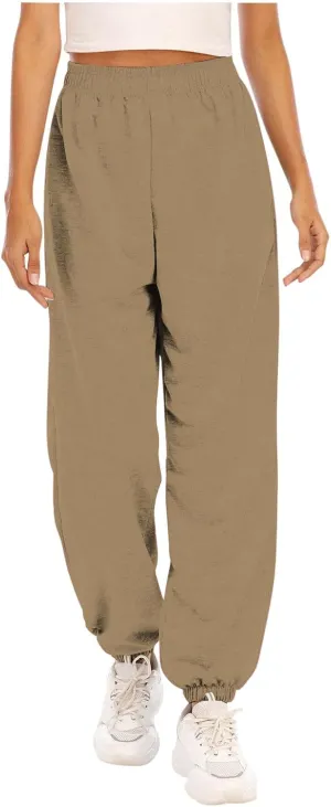 Women's Active High Waisted Sports Gym Athletic Fit Jogger Sweatpants Baggy Lounge Pants Outwear Trousers