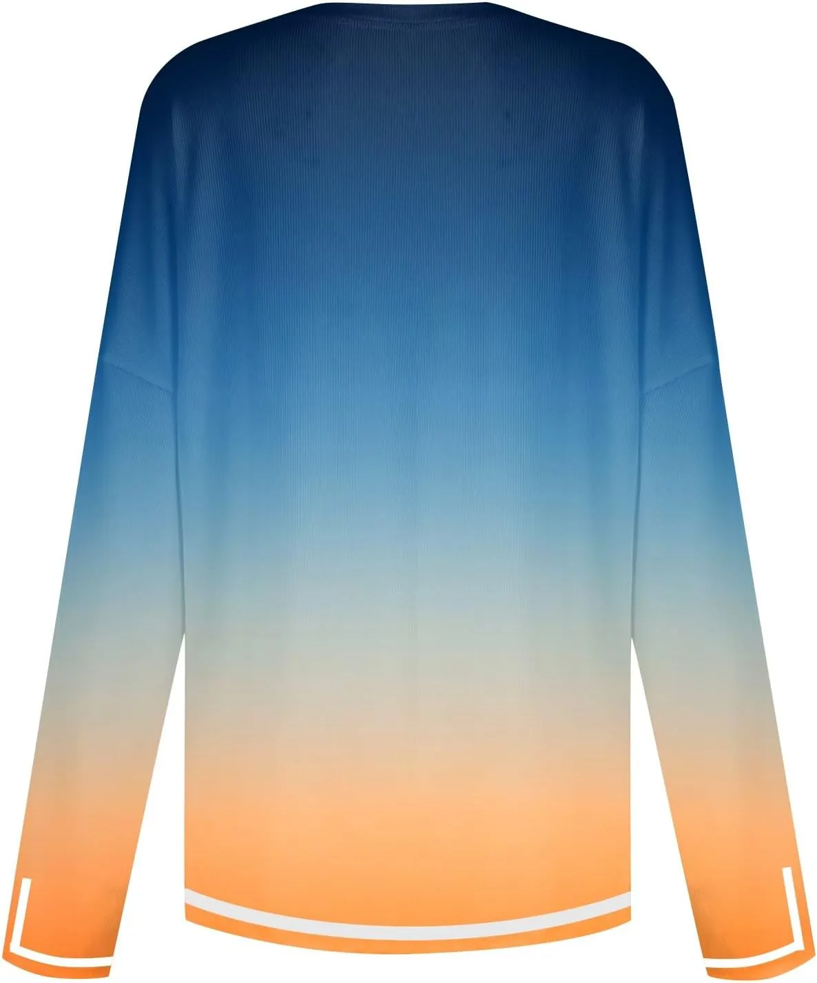 Women's Casual Long Sleeve Fall Sweaters Round Neck Solid Color Gradient Loose Split Top Pullover Loose Fit Jumper