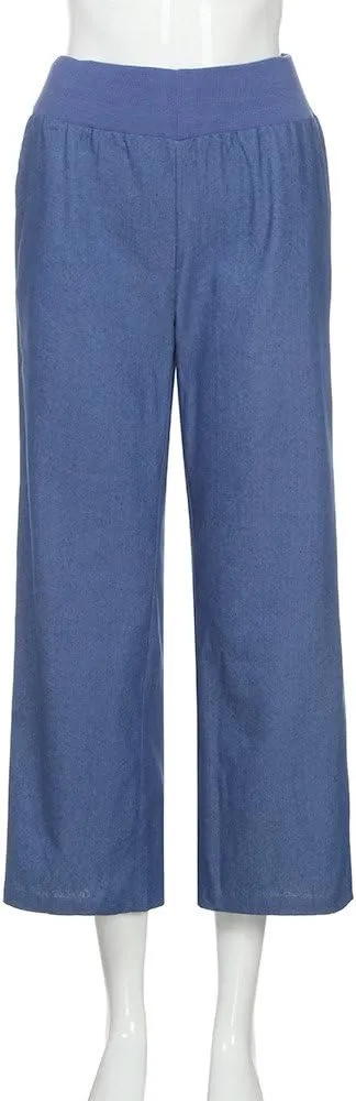 Women's High Waist Pants Loose Solid Color Wide Leg Pants Casual Straight Leg Trousers Pants
