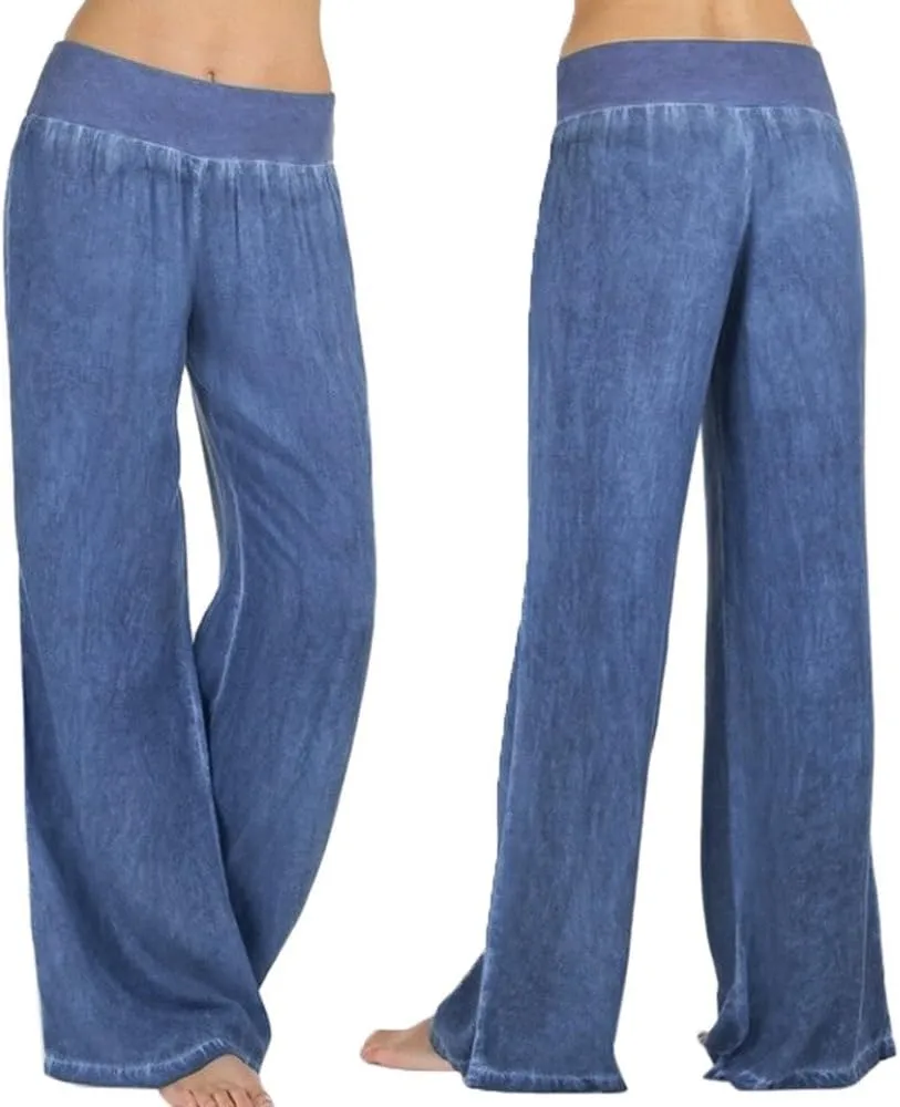 Women's High Waist Pants Loose Solid Color Wide Leg Pants Casual Straight Leg Trousers Pants