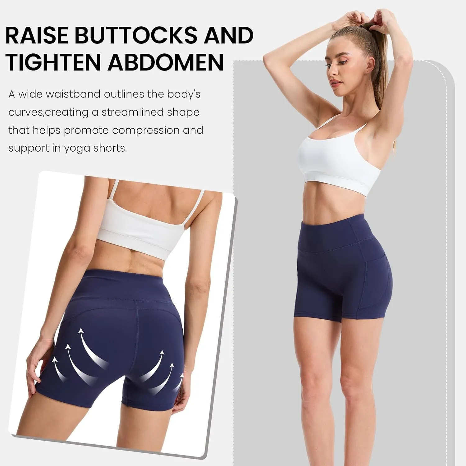 Women's High Waist Workout Shorts Breathable Dolphin Split Elastic Lounge Yoga Shorts with Pockets