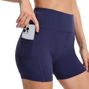 Women's High Waist Workout Shorts Breathable Dolphin Split Elastic Lounge Yoga Shorts with Pockets