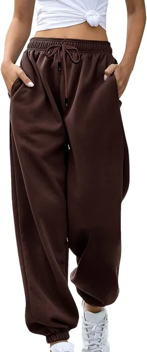 Womens High Waisted Sweatpants Casual Stretchy Tie Ankle Sweat Pants Fashion Sport Straight Leg Lounge Trousers