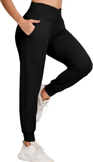 Womens Joggers Pants with Pockets Lightweight High Waisted Loose Tapered Workout Atheltic Pants for Yoga Gym Running