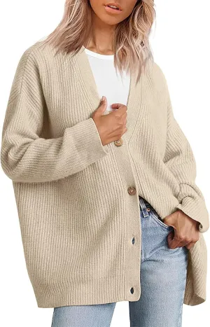 Women's Oversized Cardigan Sweaters Long Sleeve Button Down Open Front Knit Sweater 2024 Fall Fashion Outfits Knitwear