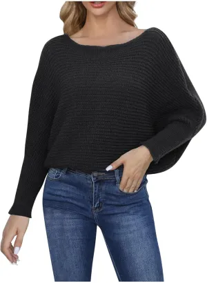 Womens Oversized Crewneck Long Sleeve Sweater Pullover Top Casual Ribbed Knit Sweaters Top 2024 Fall Outfits
