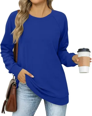 Womens Oversized Sweatshirts Plain Casual Long Sleeve Shirts Basic Fall Outfits Going Out Pullover Tops