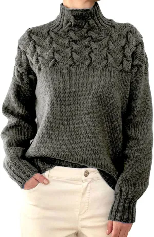 Womens Oversized Turtleneck Pullover Sweater Color Block Sweater Tops Fall 2024 Chunky Cable Knit Pullover Sweaters
