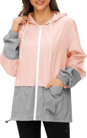Women's Rain Jacket Lightweight Waterproof Hooded Raincoat Windbreaker Travel Rain Coats for Hiking Travel Outdoor