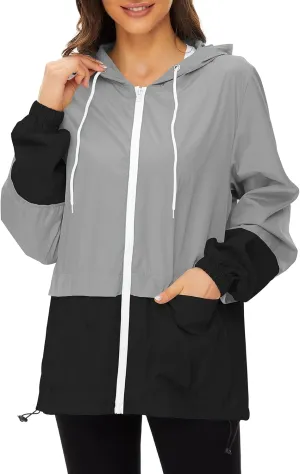 Women's Rain Jacket Lightweight Waterproof Hooded Raincoat Windbreaker Travel Rain Coats for Hiking Travel Outdoor