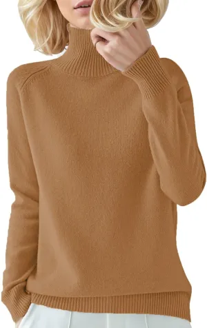 Women's Ribbed Turtleneck Sweater Solid Long Sleeve Knitted Sweater Tops Loose Basic Thicken Warm Pullover Jumpers