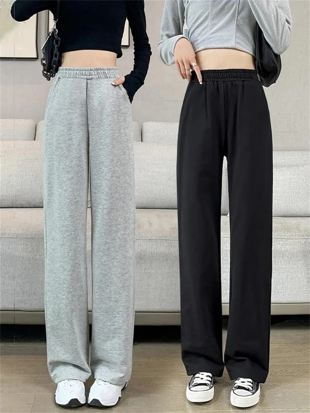 Women's Straight Loose Wide Leg Pants High Waist Casual Sweatpants Trousers